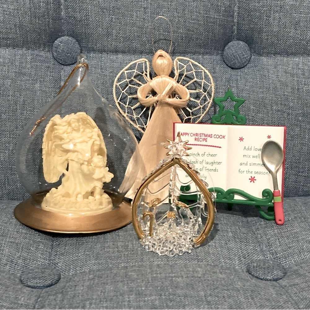 Christmas Ornaments- Bundle of 3 Religious, & 1 Hallmark Keepsake Ornaments